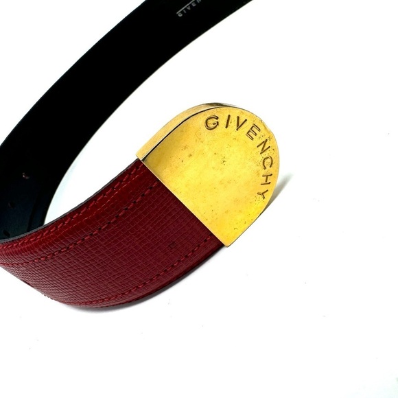 Givenchy Vintage Red Vachette Leather Belt – 35″ x 1.75″, Gold Logo Buckle main image 4